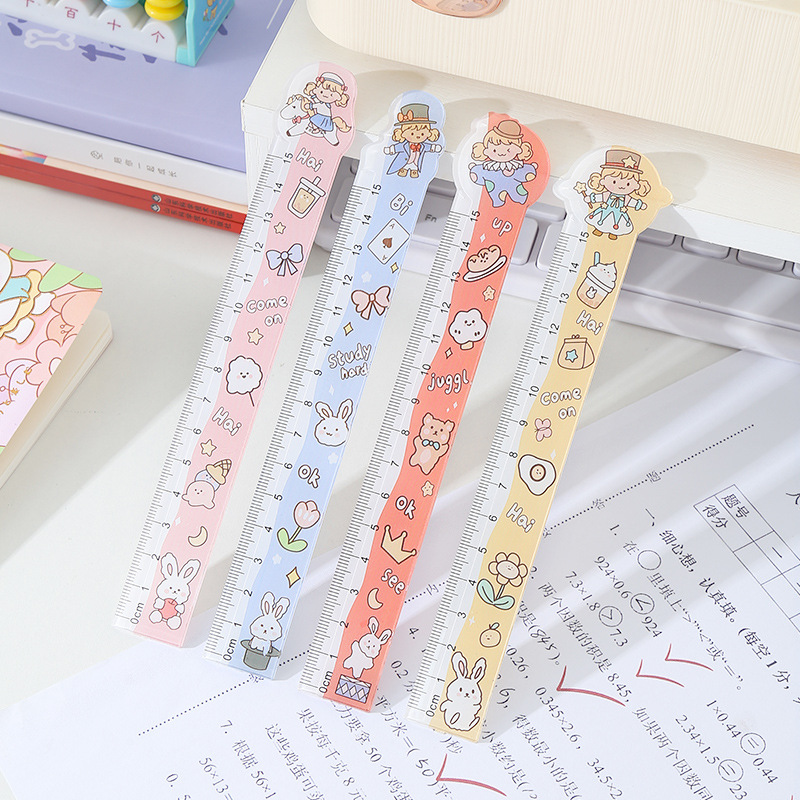 Regla recta de dibujos animados creativos de 15cm regla de plástico de forma especial para estudiantes con papelería multifuncional encantadora premios para niños al por mayor
