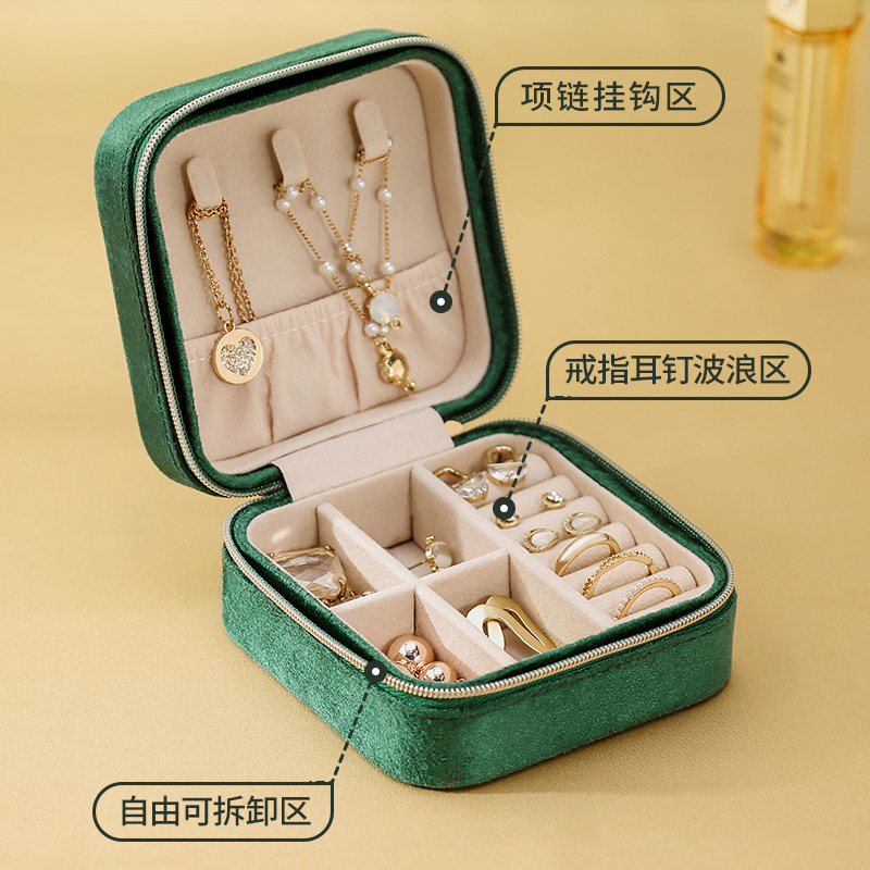 Caja de joyería de franela caja de almacenamiento Amazon europea y americana de doble capa de almacenamiento de joyas caja de joyería portátil para el hogar para viajes