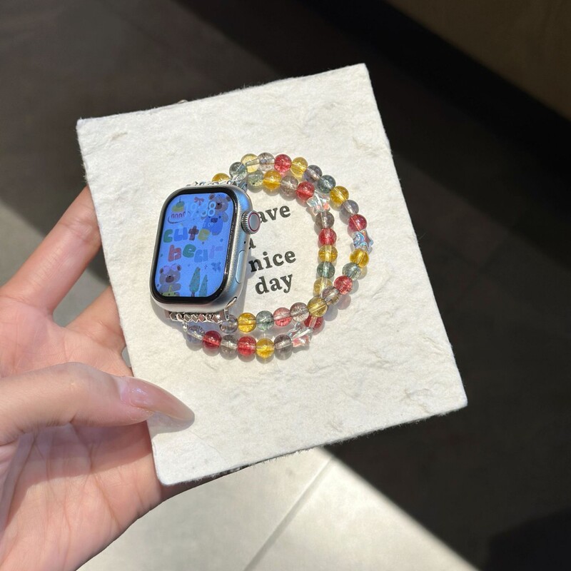 For Apple Watch S10 Strap Guofeng Natural Stone Beaded applewatch987 Elastic Iwatch for Men and Women For Apple Watch S10 Strap Guofeng Natural Stone Beaded applewatch987 Elastic Iwatch for Men and Women