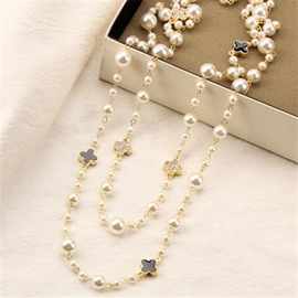 欧美珍珠项链韩版时尚韩国欧美复古饰品 多层长款项链毛衣链女