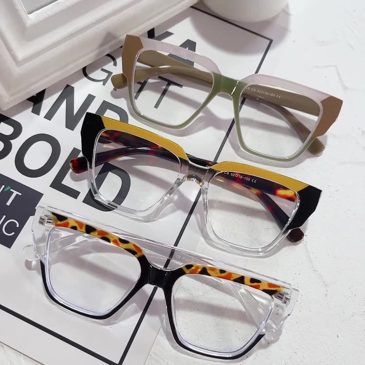 Cuadrados tr90 gafas marco transfronterizo personalizado Internet celebridad contraste color liso gafas calle tiro ordenador gafas marco para las mujeres
