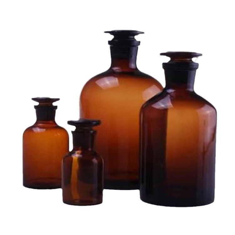 Botella de reactivo de abrasión transparente, botella de cristal marrón, botella de muestreo, botella de muestreo, botella de muestreo, botella de muestreo