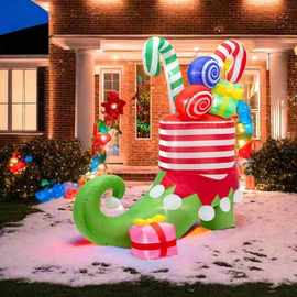 跨境专供圣诞节充气装饰糖果礼品高跟鞋户外庭院派对聚会道具摆件