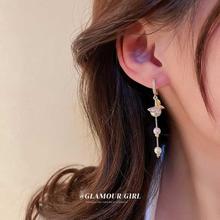 珍珠锆石蝴蝶耳环法式洛可可风高级感轻奢超仙小众设计耳坠耳饰女