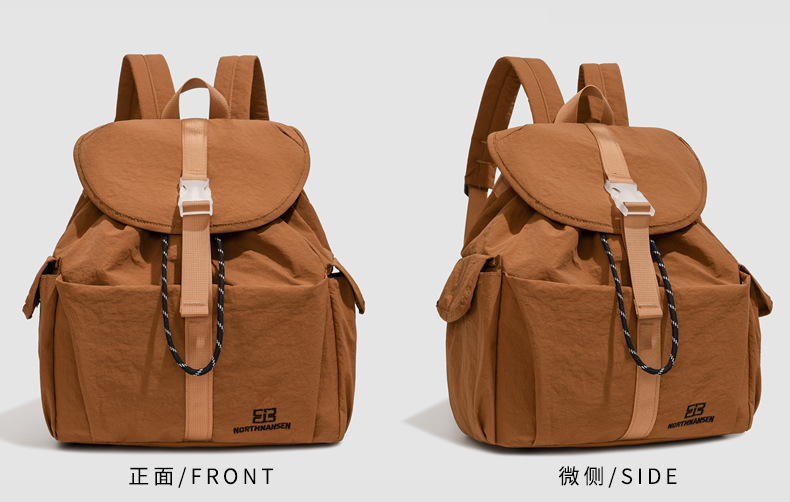 潮流女包户外女大容量休闲旅行包背包纯色双肩包高级感徒步包