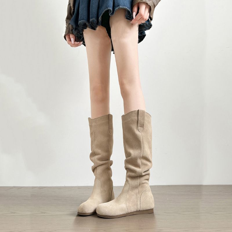 카키 (벨벳 플러스) [힐 높이 1.5CM] 소가죽 버전!!