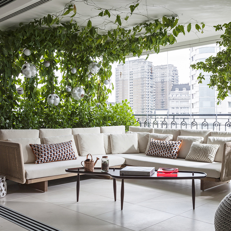 Sofá de ratán combinación de ocio al aire libre patio al aire libre jardín terraza sala de estar nórdico madera maciza teca silla de ratán sofá