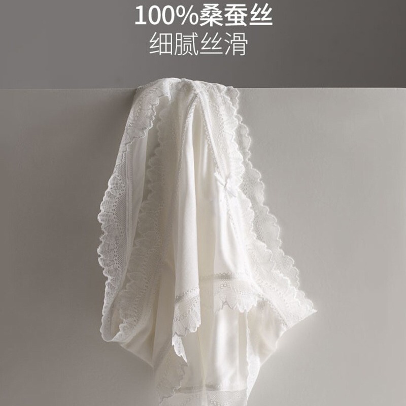 42-Pin 100% Mulberry Silk Mid-Low Waist Briefs Knitted Silk Lace Breathable Sexy Shorts for Girls