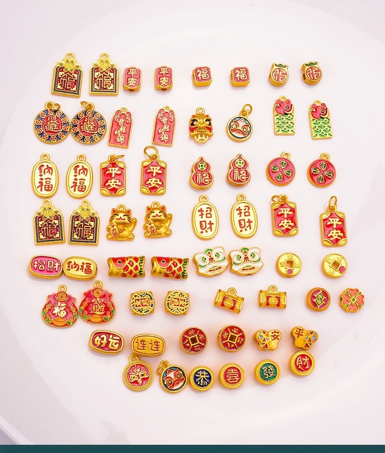 Ancient-style gold-plated accessories, handmade beads, oil-dripped alloy accessories, DIY materials for necklaces, bracelets, and pendants, wholesale