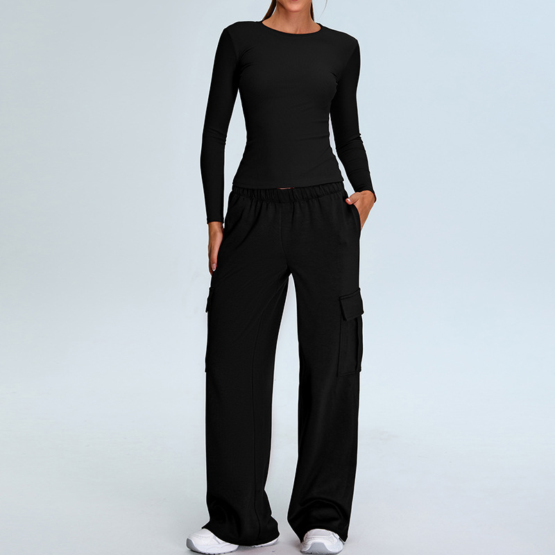 Nuevo conjunto de yoga delgado transfronterizo, camiseta deportiva desnuda de rosca fina para mujeres, conjunto de ropa de ejercicio para correr