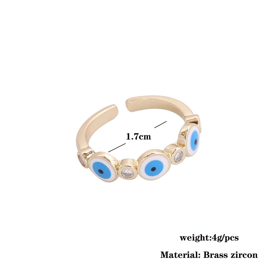 Bijoux Européens Et Américains Bague En Zircone Micro-incrustée En Cuivre Oeil Du Diable Féminin En Gros display picture 1