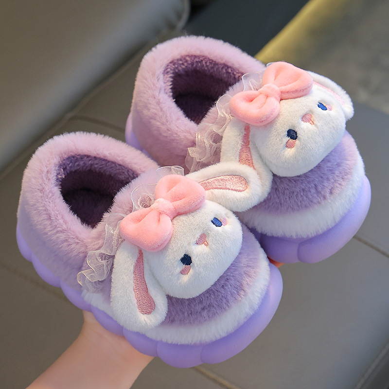 Zapatillas de algodón para niños invierno 2023 nuevos niños y niñas lindos de dibujos animados punta cerrada Zapatillas de algodón cálido zapatillas de felpa