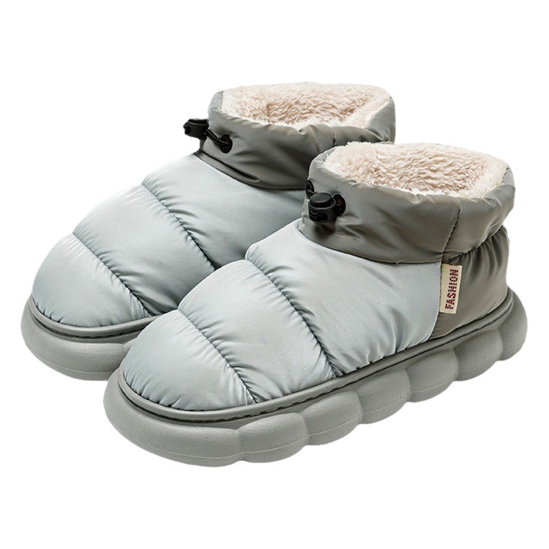 Otoño e Invierno pareja impermeable gruesa inferior suave Zapatillas de algodón de las mujeres bolsa de talón zapatos de confinamiento cálido interior hogar al aire libre hombres
