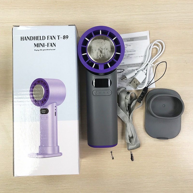 2025 ventilador de mano de hielo de oficina al aire libre portátil USB refrigeración digital de alta velocidad violenta turbina pequeño ventilador