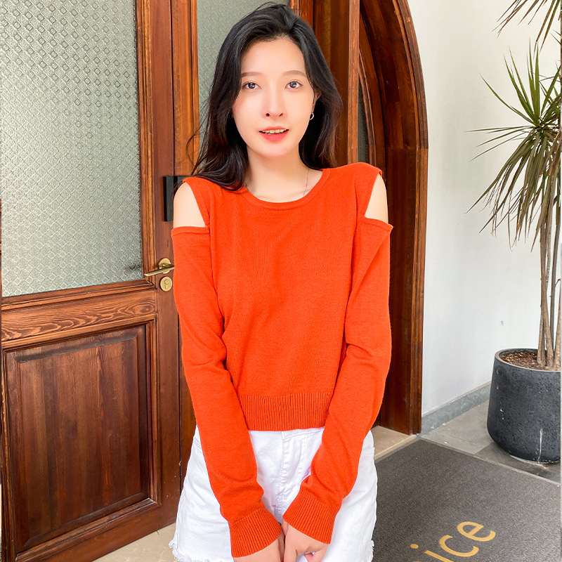 Nuevo suéter 2023 primavera y otoño pullover moda cuello redondo manga corta suéter de diseño superior ropa de mujer al por mayor image 6