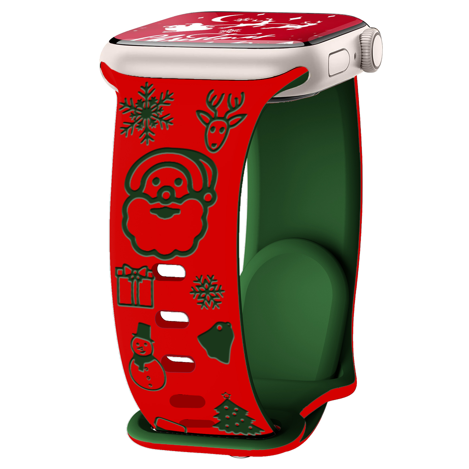 Suitable for Apple Watch Santa Claus 3D Laser Engraving Manufacturer Wholesale Cross-Border Stereo Carved New Watch Strap