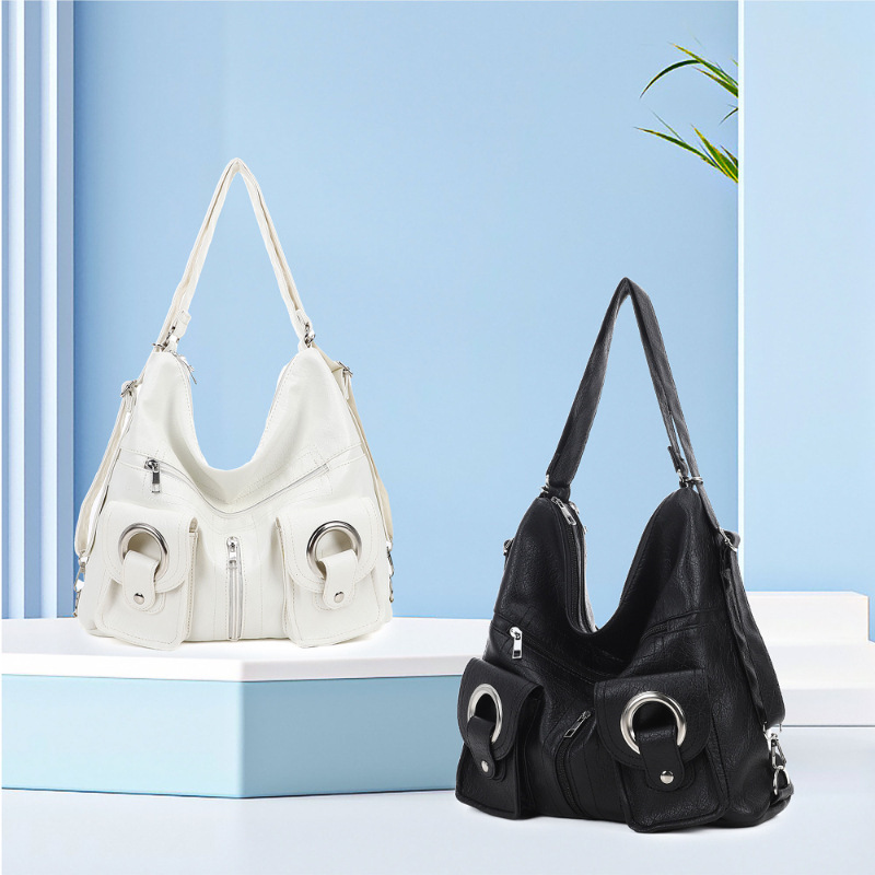 Small design white capacious bag strap one shoulder, backpack, 2 carat