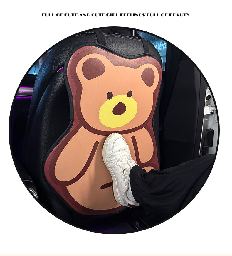 Long Brown Bear Car Anti-Kick Pad Universal Rear Seat Back Anti-Dirty Protective Pad Car Rear Protective Pad