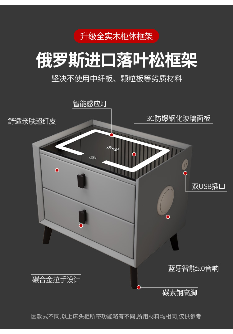 20359  多功能智能床头柜批发简约收纳柜ins风卧室迷你储物柜小型床尾柜详情20