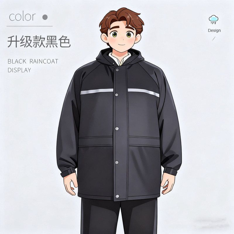 Plus Size Raincoat and Rain Pants Set for Adults Plus Size Double Layer Pongee High Density Rainproof Wholesale Waterproof