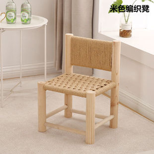 Children's Stool New Learning Small Wooden Stool Wholesale Price Household Woven Stool Simple Stool Woven Stool Hemp Rope Factory
