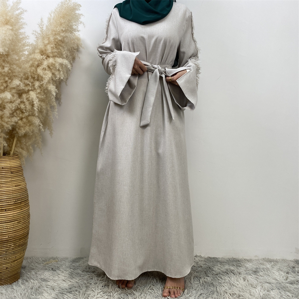 Modest Abaya Dress/Muslim Dress Women Elegant Versatile Full Skirted Dress For Women Stylish Sleeveless Simple Design Muslim Fashion_ecoleips.com