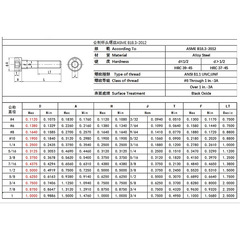 Threaded Screws and Bolts with Cup Head Internal Hex for UNC and US Standard U1/4/U5-8
