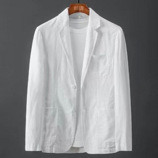 Solid Color Suit Linen Men's Spring and Summer Young and Middle-Aged Slim Casual Business Thin Breathable Single Suit Comfortable Jacket for Men