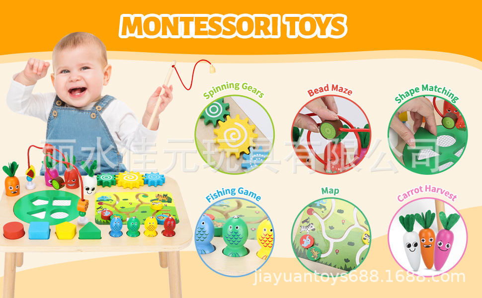 1 Yaşındaki Erkek ve Kız Çocukları İçin 7'si 1 Arada Ahşap Montessori Oyuncakları Bebek Yürümeye Başlayan Çocuk Duyusal Oyuncakları Ahşap Fabrika Aktivite Tablosu