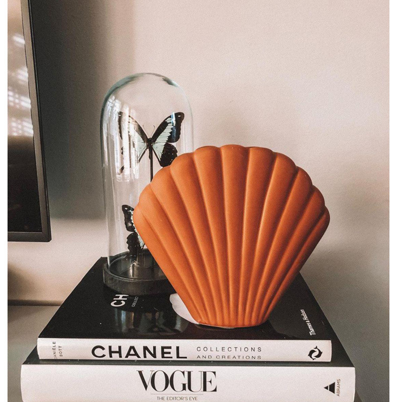 Florero de concha de cerámica simple y moderno, adornos ins, artesanías para el hogar, arreglo decorativo de flores secas, florero de escritorio