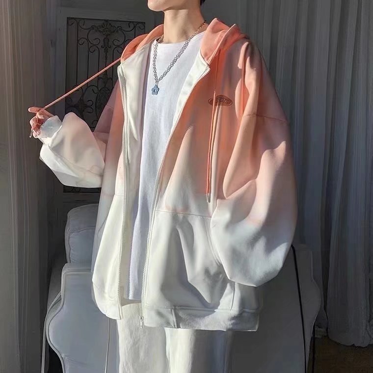 Chaqueta con capucha tie-dye para hombre, abrigo tipo cárdigan para primavera y otoño, ropa holgada estilo pareja para niños, manga larga estilo japonés