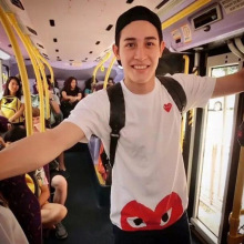 日系潮牌t恤川久play爱心纯棉短袖刺绣小红心男女情侣亲子装保玲