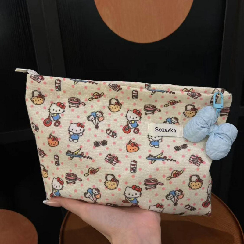 新しいハローキティハンドバッグ収納漫画キャンバス新しい大容量多用途トラベルクラッチバッグ卸売|undefined