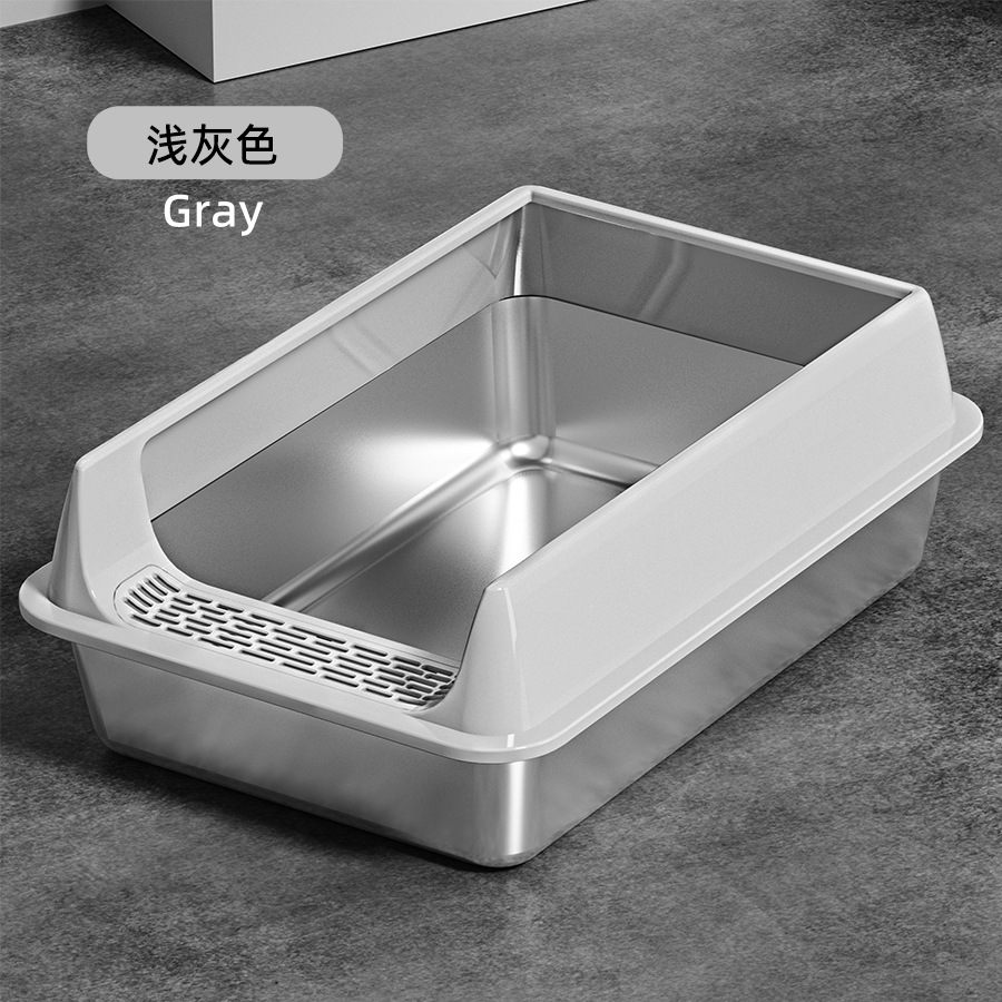 Explosiva transfronteriza, caja de arena para gatos de gran tamaño, acero inoxidable semicerrado, antisalpicaduras, plegable, fácil de limpiar, venta directa de palangana para gatos