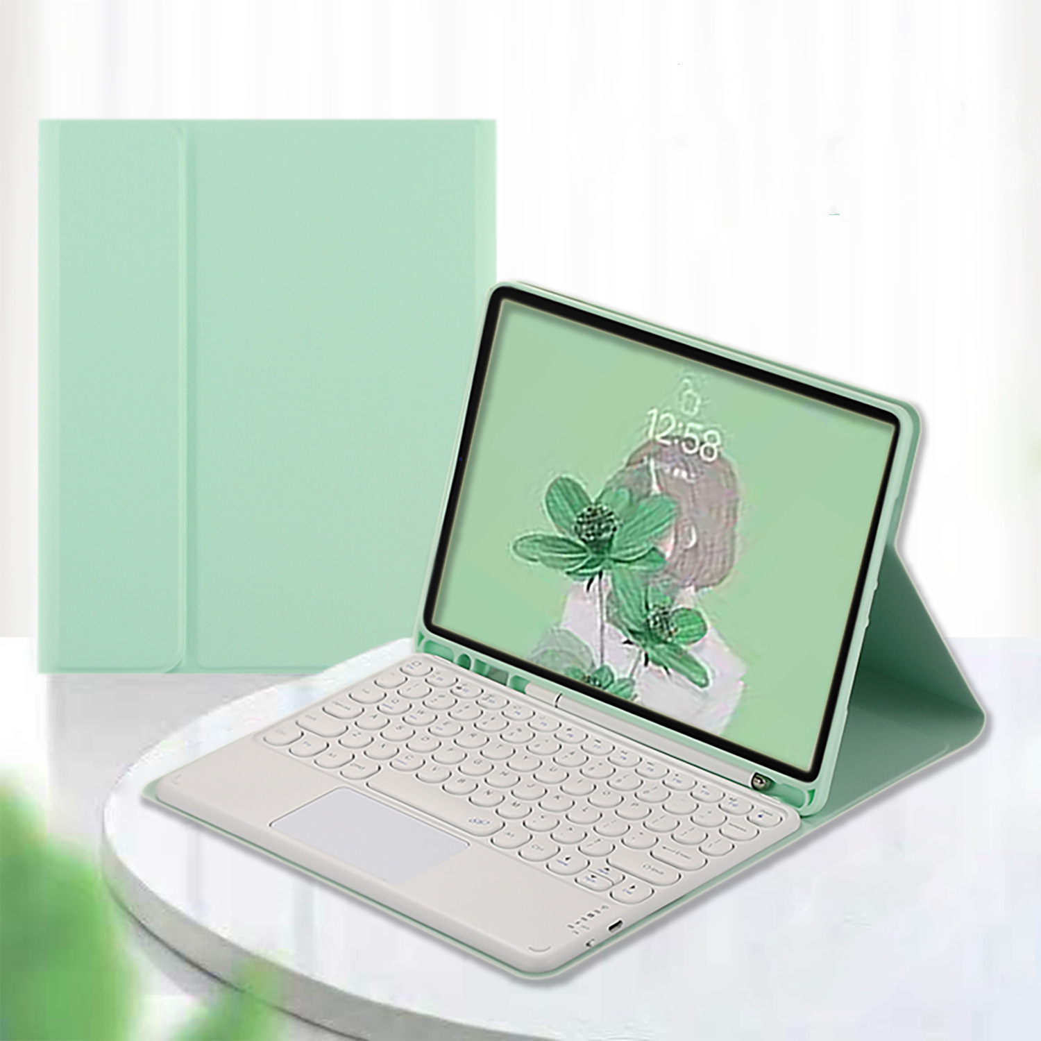 iPad 蓝牙 键盘 带笔槽 平板 皮套 全包 防摔 无线