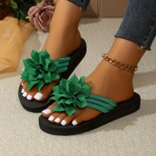 T 18672 Flower Pattern Wide Fit Flip Flops ����������Ь