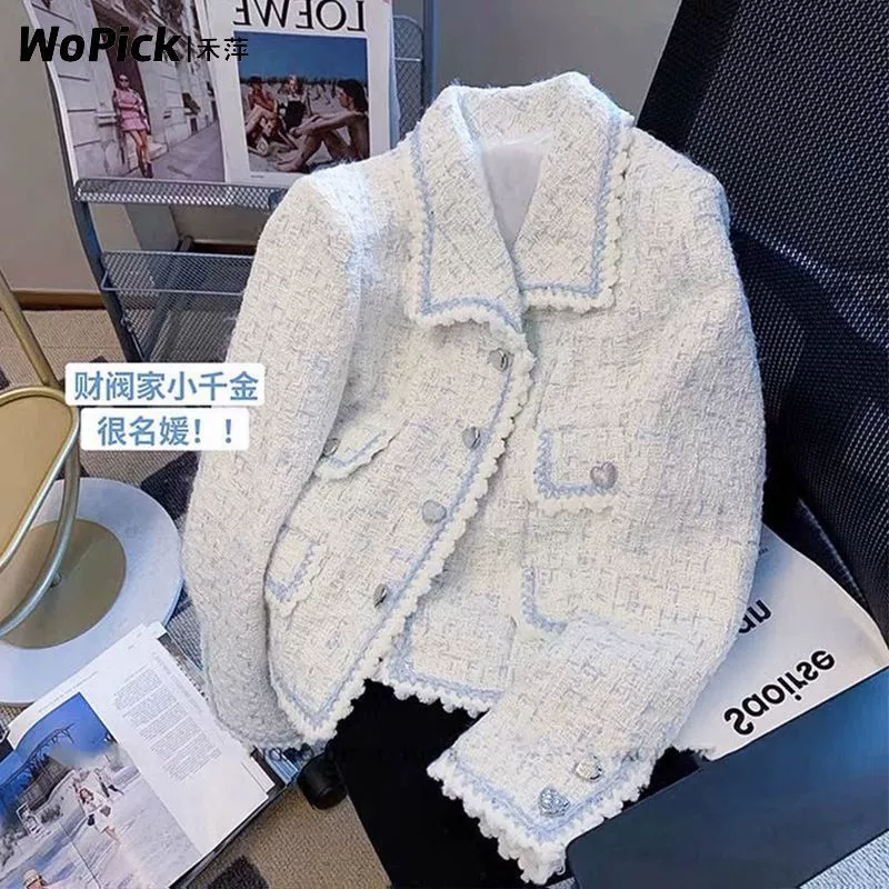 Демисезонная короткая куртка, французский стиль, стиль Chanel, западный стиль, приталенная