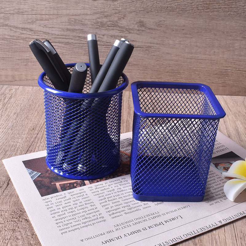 Titular de la pluma de escritorio creativo multi-funcional de malla hueca de metal titular de la pluma del estudiante Cubo de almacenamiento de suministros de oficina caja de almacenamiento