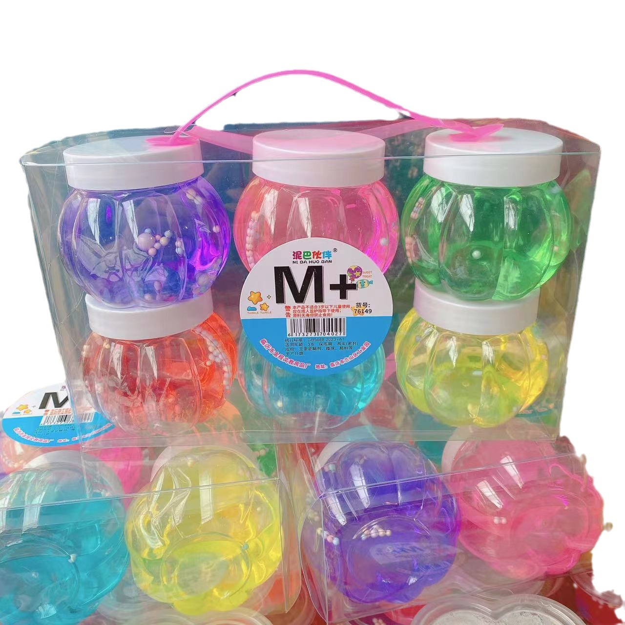 Caja de transporte de calabaza de barro de cristal de barro de color 6 paquetes de goma espumante 6 color conjunto de alta permeabilidad slime diy descompresión supermercado