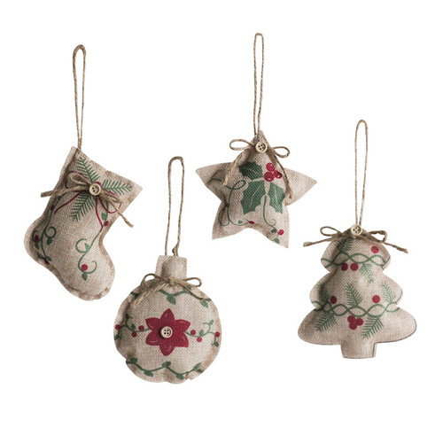 Cross-border Christmas decorations, Christmas pendants, printed linen dolls, Christmas tree pendants, dolls, Christmas gifts wholesale