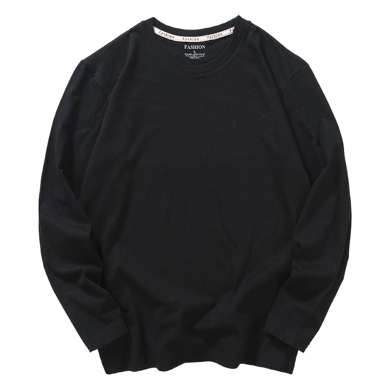 Venta al por mayor 26 Camiseta de manga larga de algodón peinado cuello redondo de los hombres suelta más tamaño primavera y otoño suéter de color sólido camisa de Fondo Juvenil
