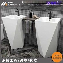 促销包邮北欧风格立柱式陶瓷一体洗手盆柱盆洗脸盆卫生间落地盆