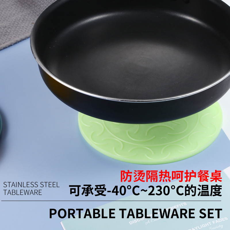 [Almohadilla de aislamiento de silicona] estera de la olla estera de comedor estera de la taza de té hogar engrosada estera del tazón Nordic ins simple estera de la placa