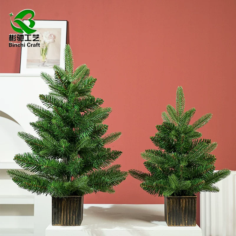 Amazon pe+pvc Christmas tree simulation pine desktop ornaments small source manufacturer Christmas gift mini