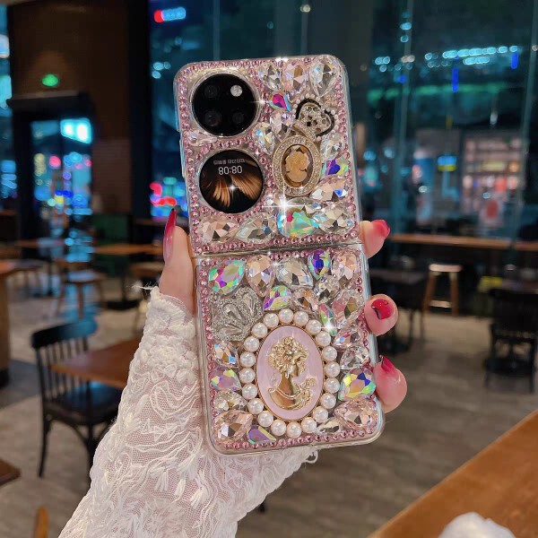 Applicable to Huawei P50pocker mobile phone case pocketS folding screen Huawei P60pro full diamond case protective cover