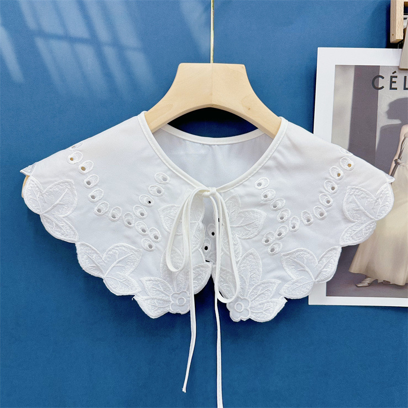 Chal de encaje calado de gasa con cuello bordado versátil de moda japonesa con cuello falso exclusivo transfronterizo