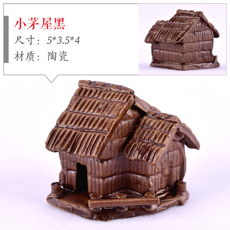 Pecera, rocalla, piedra absorbente, piedra de agua, casa, casa, casa, cabaña, micro paisaje, decoración carnosa, decoración de cerámica