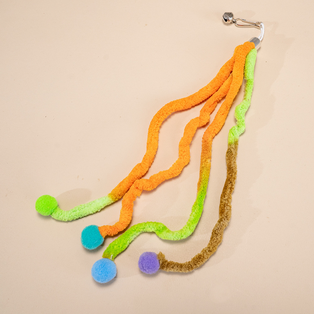 New Cat Teaser Wand Replacement Head with Bell and Pom-Pom Pet Cat Toy Interactive Toy Cat Teaser Wand Replacement Head