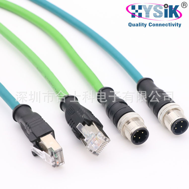 Industrial Ethernet patch cord M12 D code 4-core to RJ45 pre-cast forming cable