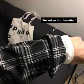 格子衬衫男韩版潮流春季长袖衬衣男外套休闲宽松ins日系港风寸衫